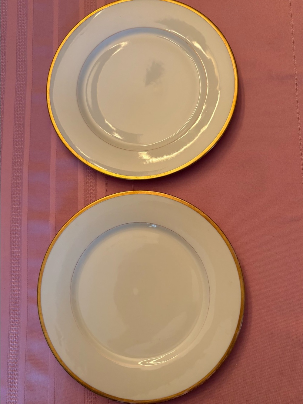 Limoges Balleroy France White Porcelain Plates with Gold Trim - Set of 2